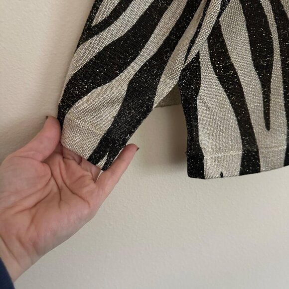 St. John Tiger Stripe Shimmer Knit Trapeze Cardigan Multi Womens Size Large 2014 - Picture 6 of 11